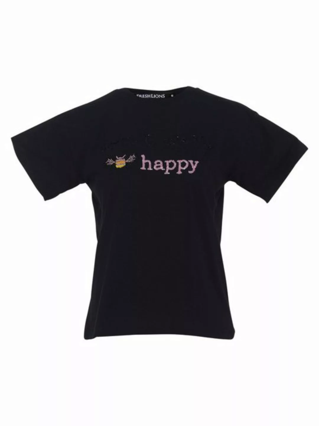 freshlions T-Shirt T-Shirt Happy schwarz L Stickerei günstig online kaufen