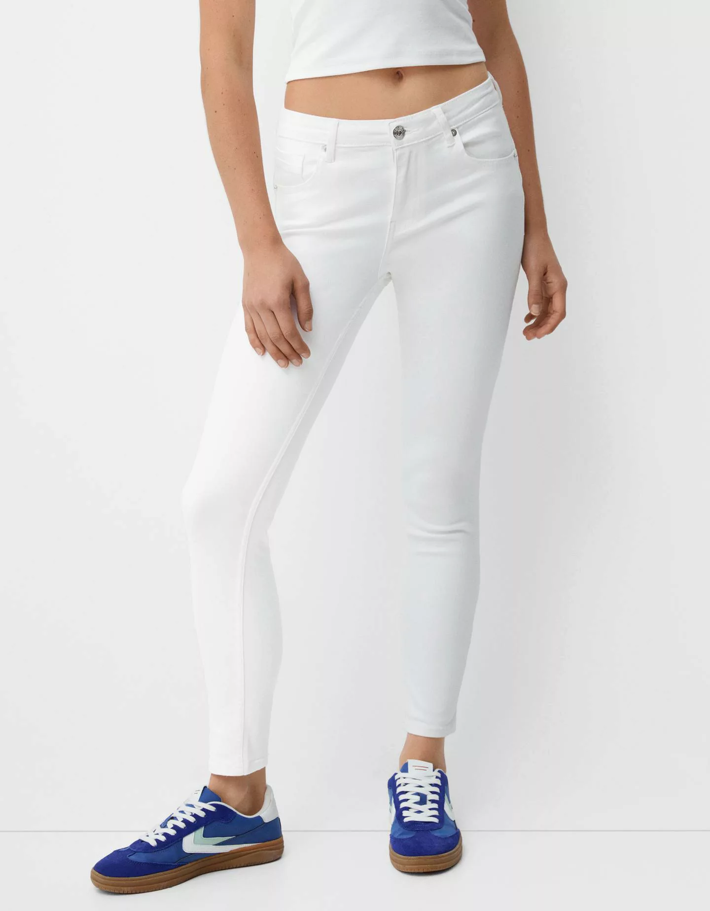 Bershka Push-Up-Skinny-Jeans Damen 42 Weiss günstig online kaufen