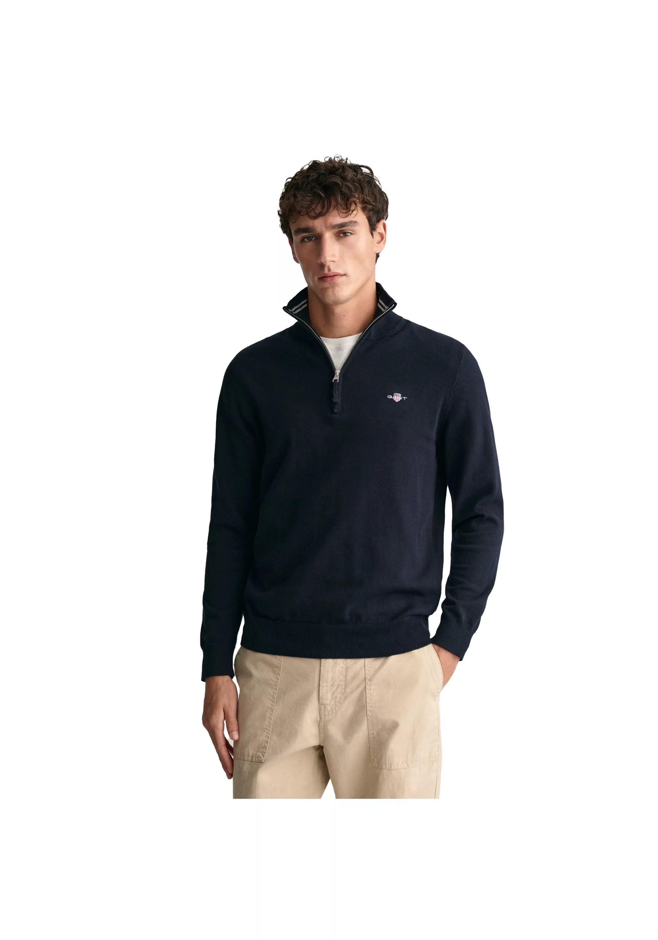 Gant Troyer "CLASSIC COTTON HALF ZIP", mit gerippten Details günstig online kaufen