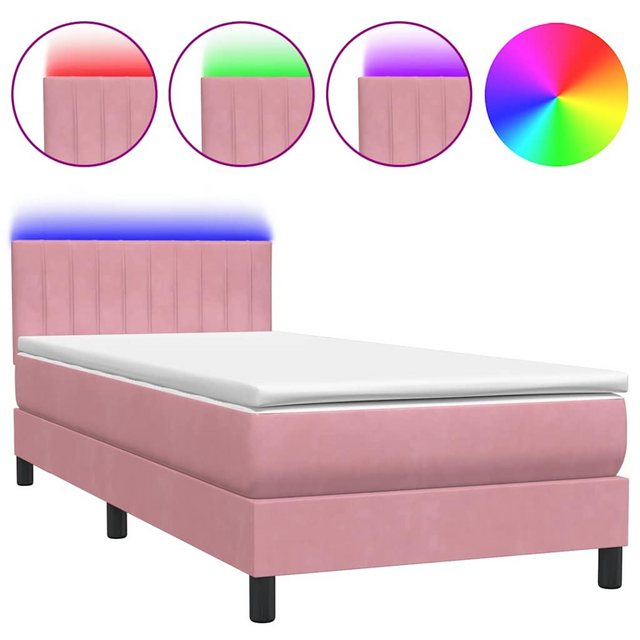 vidaXL Boxspringbett, Boxspringbett mit Matratze Rosa 80x210 cm Samt günstig online kaufen