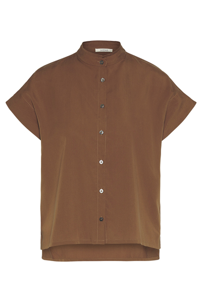 Damen Bluse Aus Lyocell (Tencel) "Tencel Square Stand Collar" günstig online kaufen