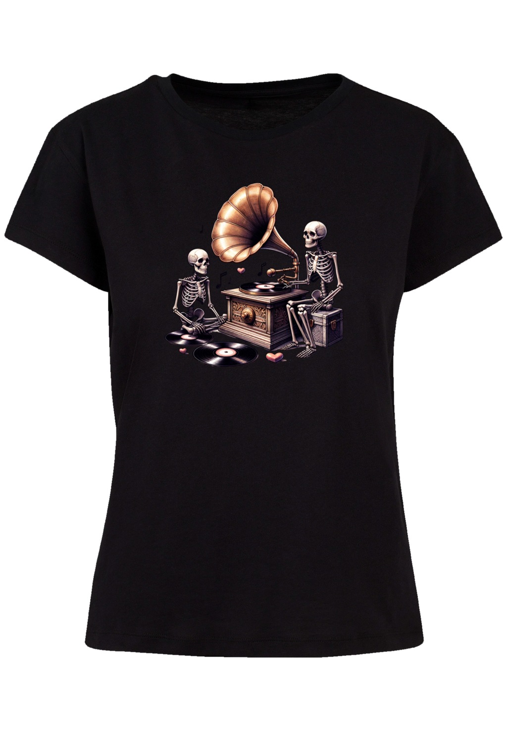 F4NT4STIC T-Shirt "Gothic Skeleton Vintage Vinyl Plattenspieler", Premium Q günstig online kaufen