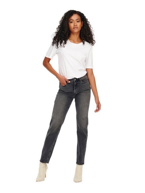 Only Damen Jeans ONLEMILY CRO614 - Straight Fit - Grau - Dark Grey Denim günstig online kaufen