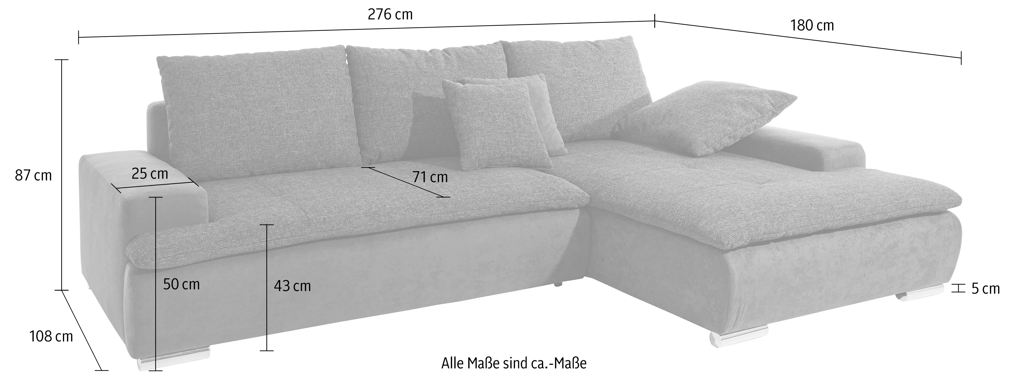 INOSIGN Ecksofa "Haiti L-Form", wahlweise mit Kaltschaum (140kg Belastung/S günstig online kaufen