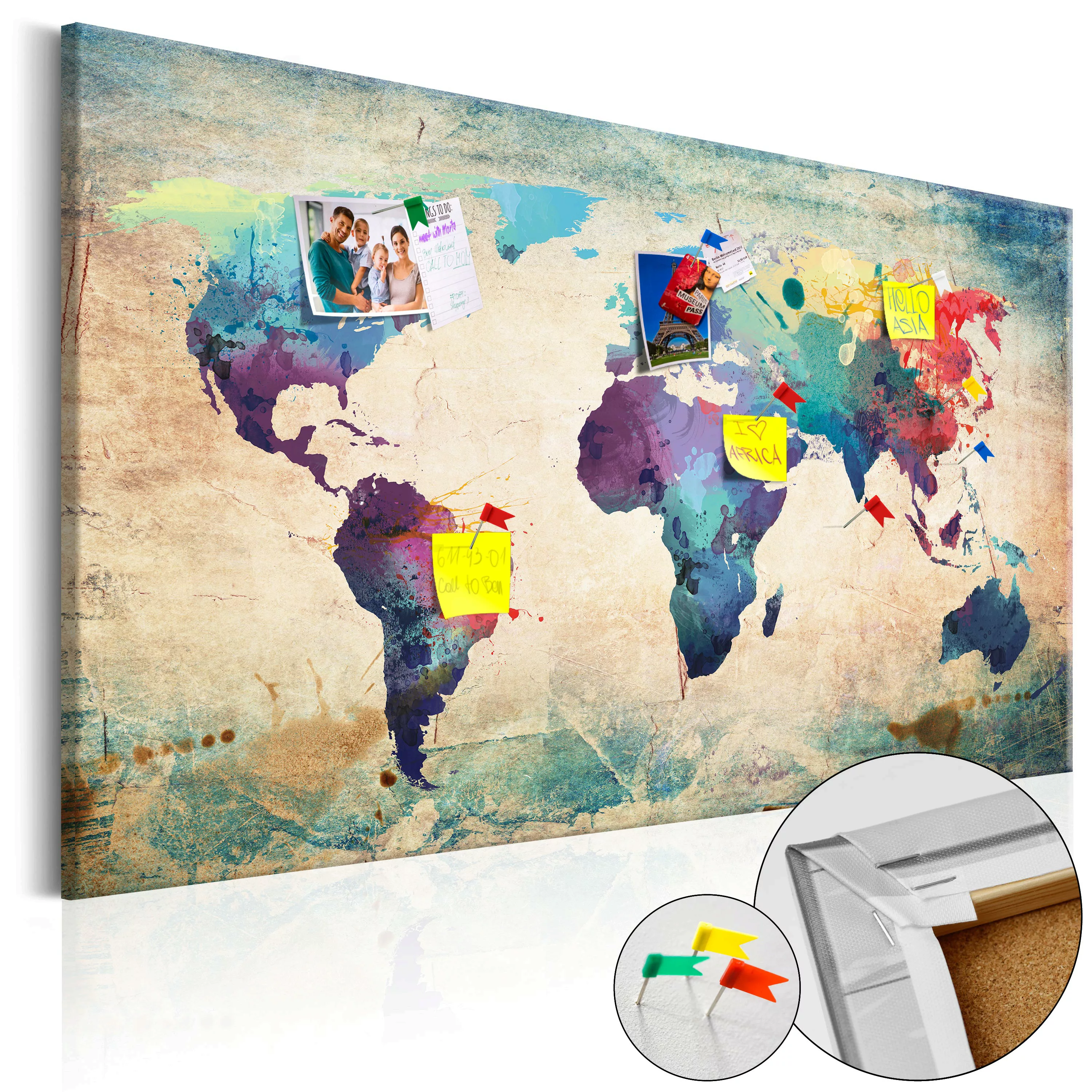 Korkbild - Colorful World Map [cork Map] günstig online kaufen