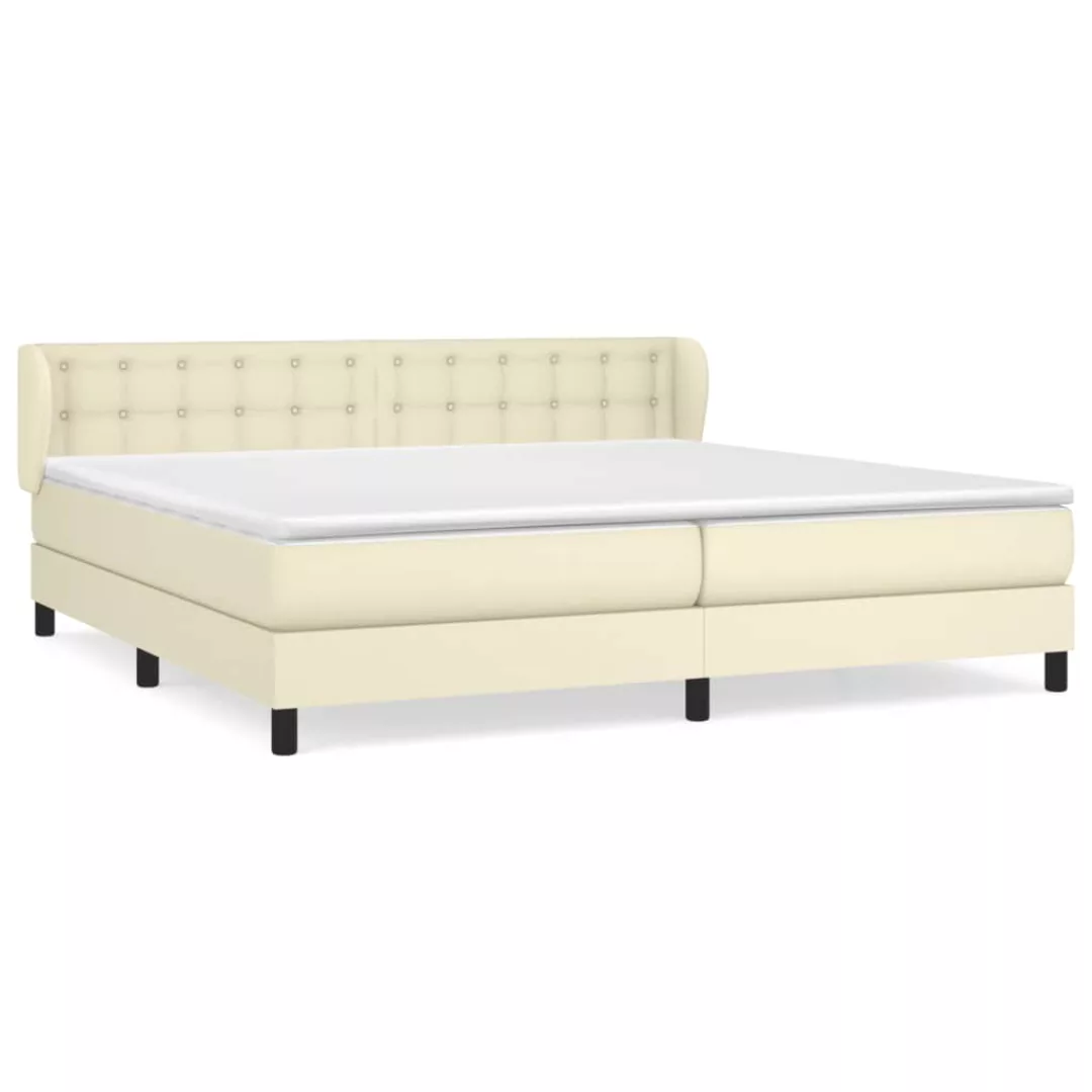 Vidaxl Boxspringbett Mit Matratze Creme 200x200 Cm Kunstleder günstig online kaufen