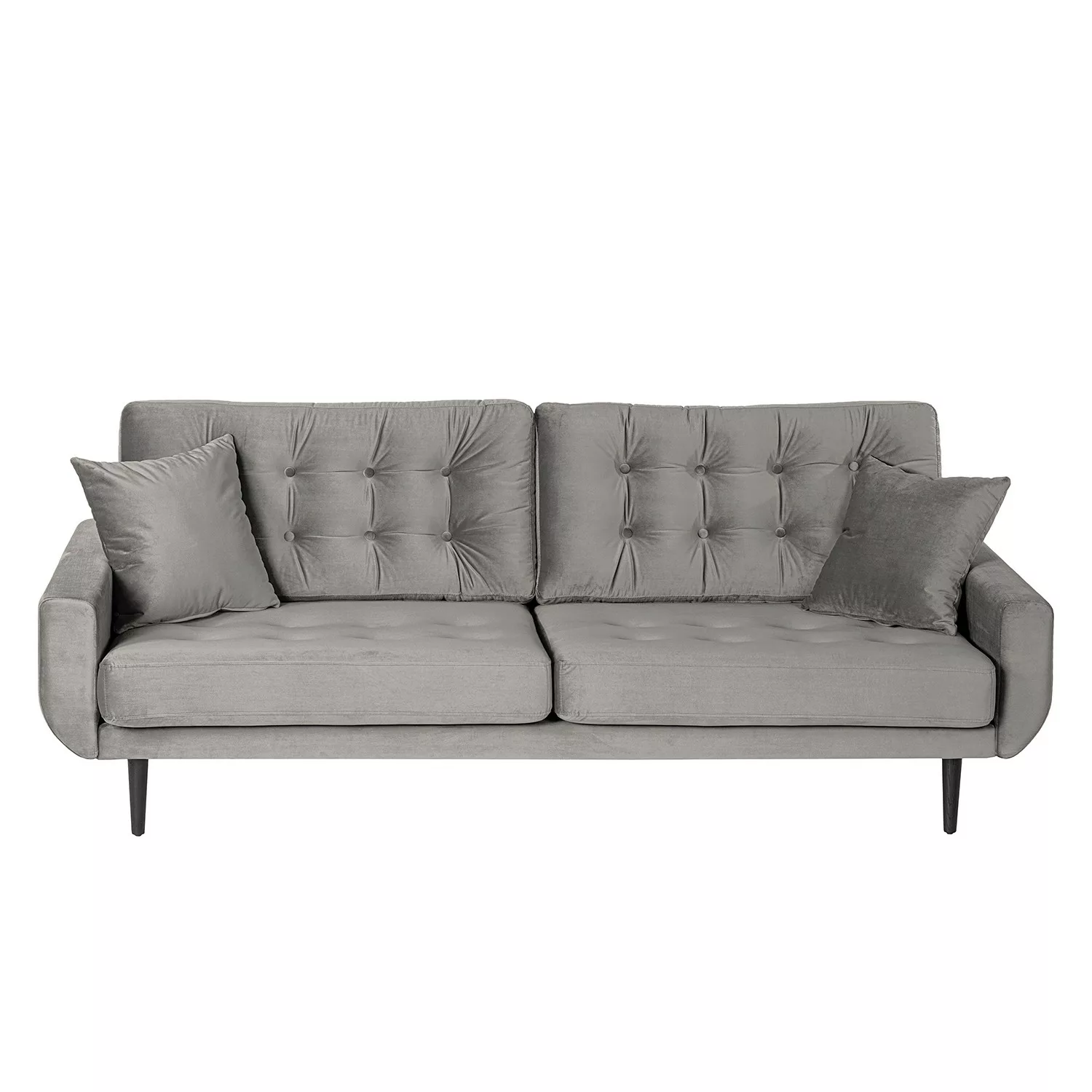 home24 Norrwood Sofa Vaise I 3-Sitzer Hellgrau Samt 214x83x90 cm günstig online kaufen