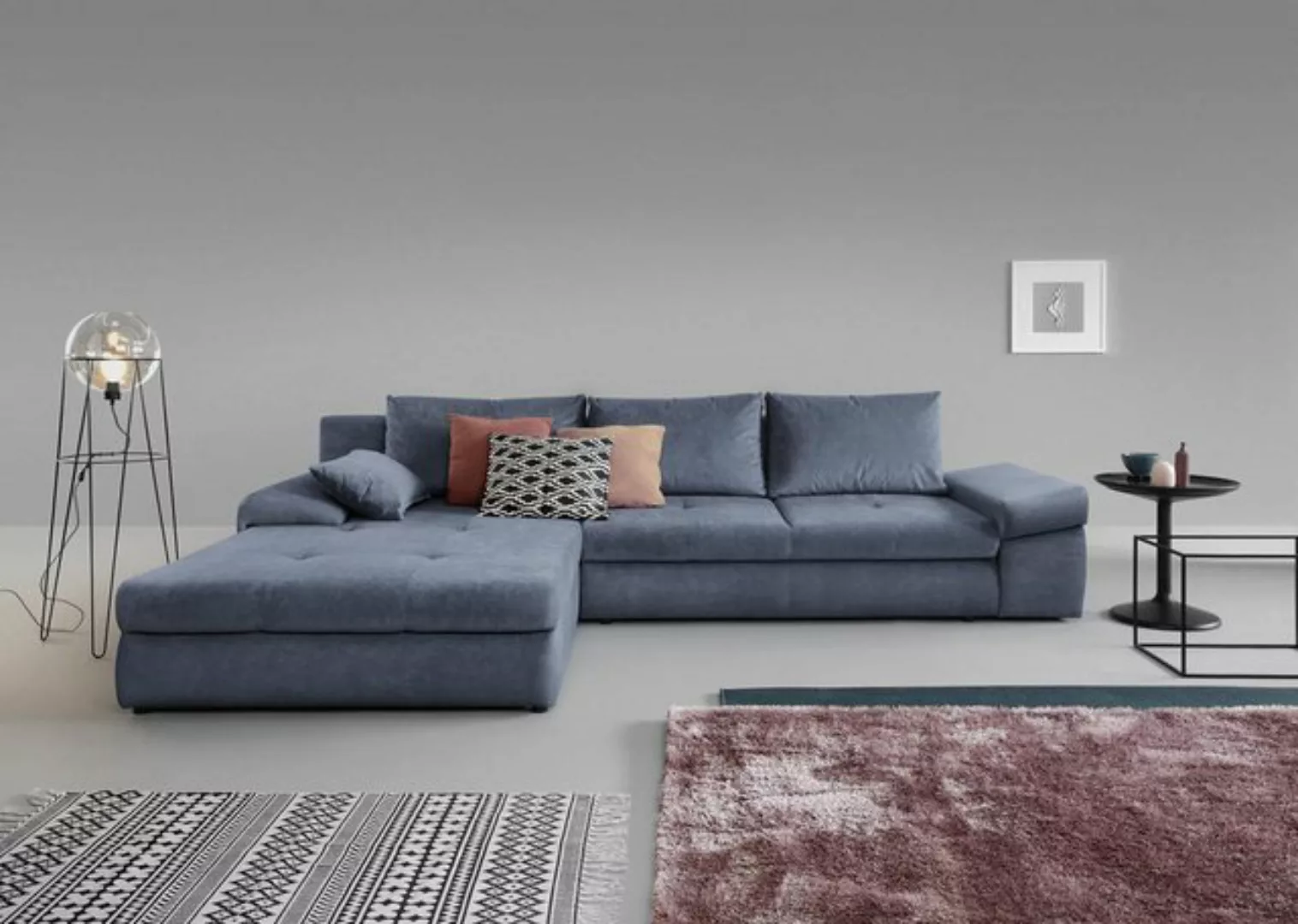 Xlmoebel Ecksofa Ecksofa in Grau aus Stoff für das Wohnzimmer - L-förmig un günstig online kaufen