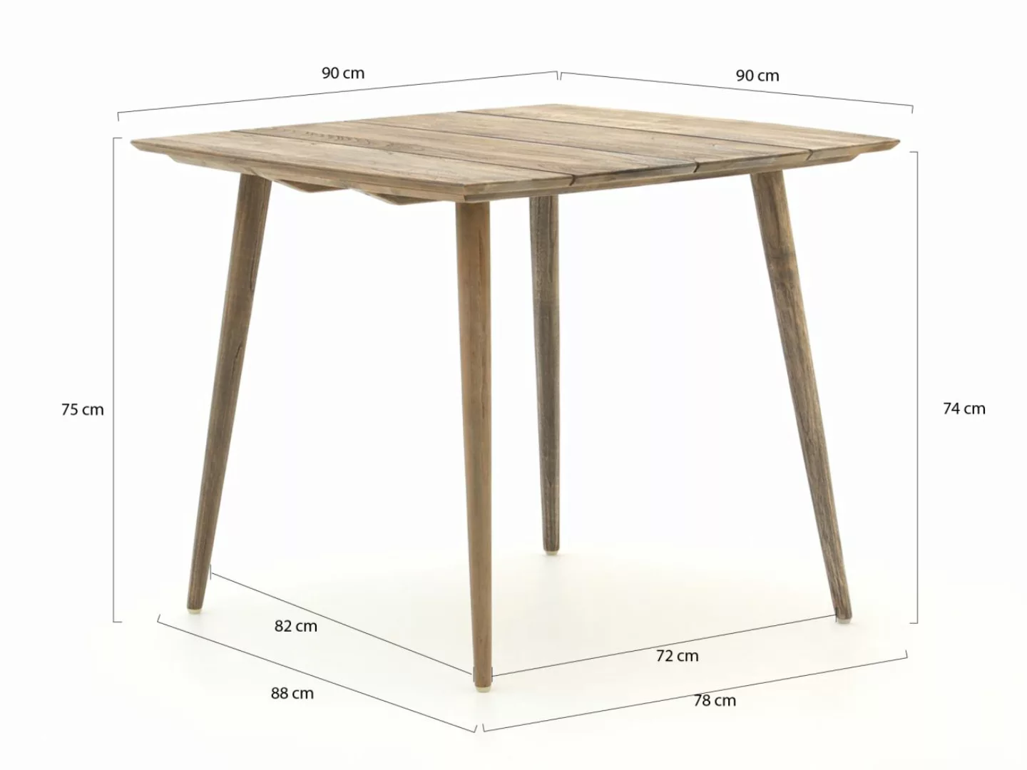 ROUGH-K Gartentisch 90x90x75 cm günstig online kaufen