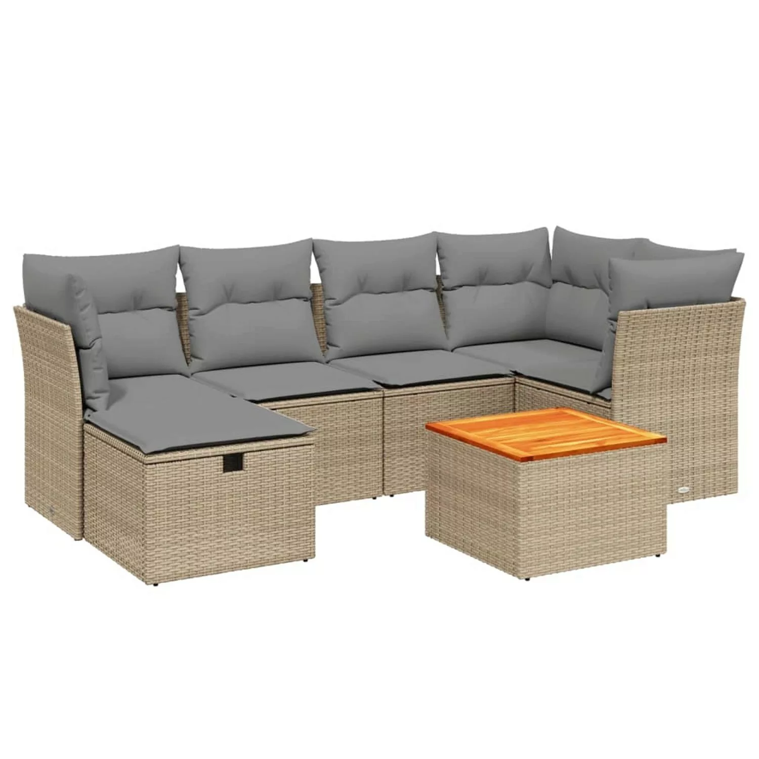 vidaXL 7-tlg Garten-Sofagarnitur mit Kissen Beige Poly Rattan Modell 249 günstig online kaufen