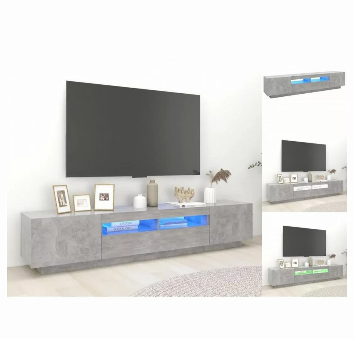 vidaXL TV-Schrank TV-Schrank mit LED-Leuchten Betongrau 200x35x40 cm Lowboa günstig online kaufen