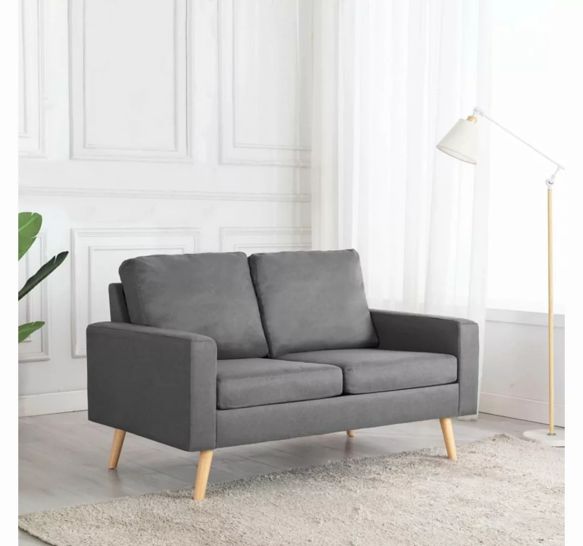 vidaXL Sofa 2-Sitzer-Sofa Hellgrau Stoff Couch günstig online kaufen