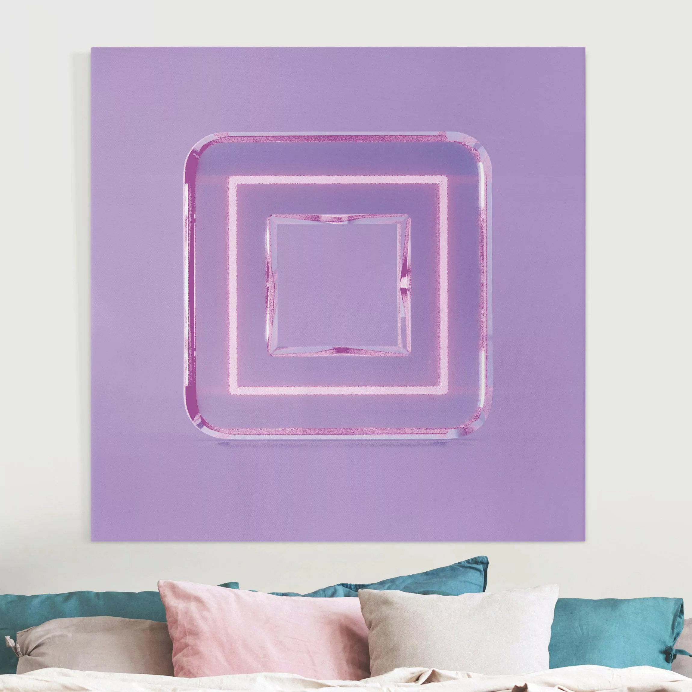 Leinwandbild Neon Gamer Symbol Square günstig online kaufen