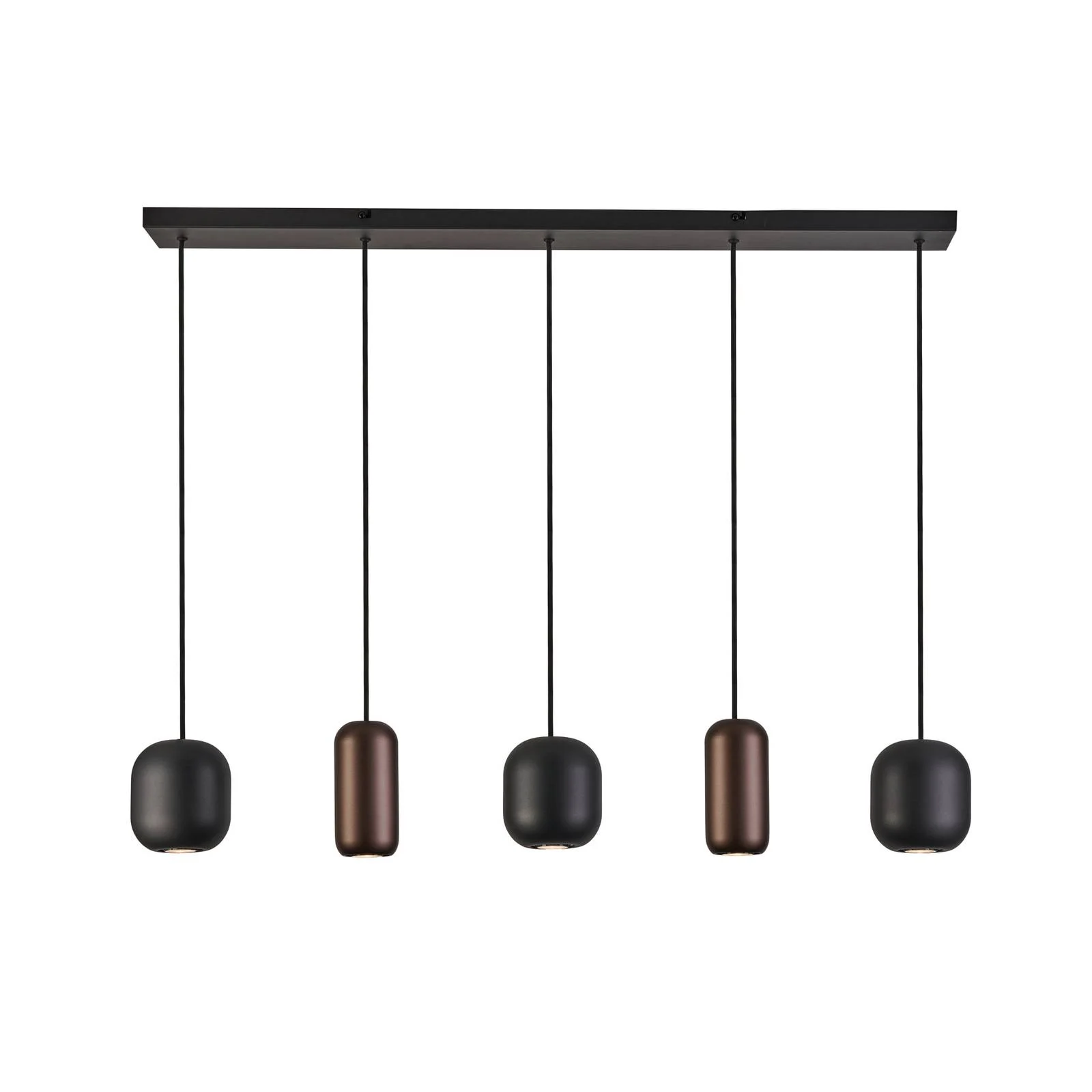 Hängelampe Jane, Länge 102 cm, schwarz/braun/grün, 5-flg. günstig online kaufen