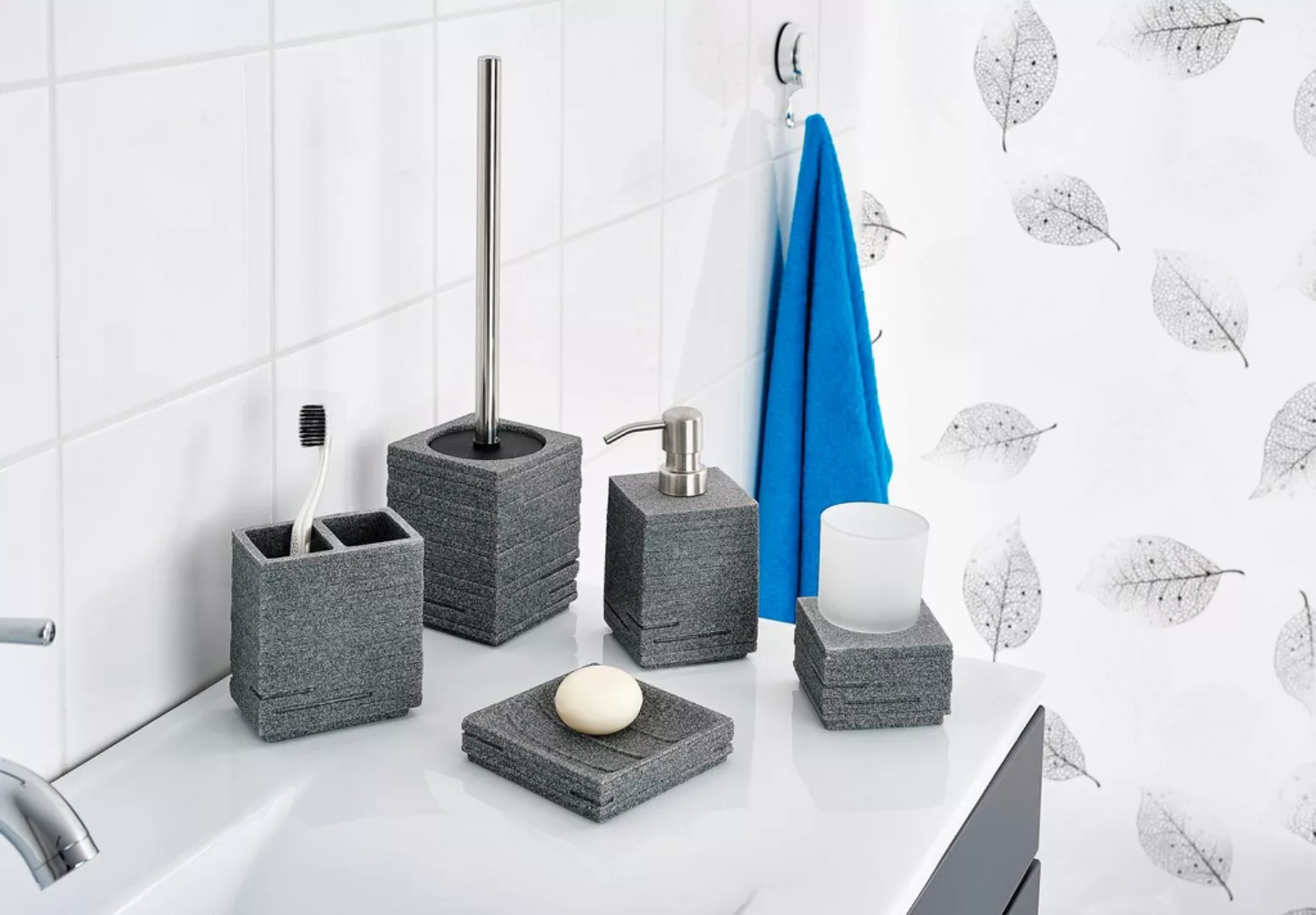 Ridder WC-Garnitur "Brick", aus Polyresin (Kunststein)-Polypropylen-Edelsta günstig online kaufen