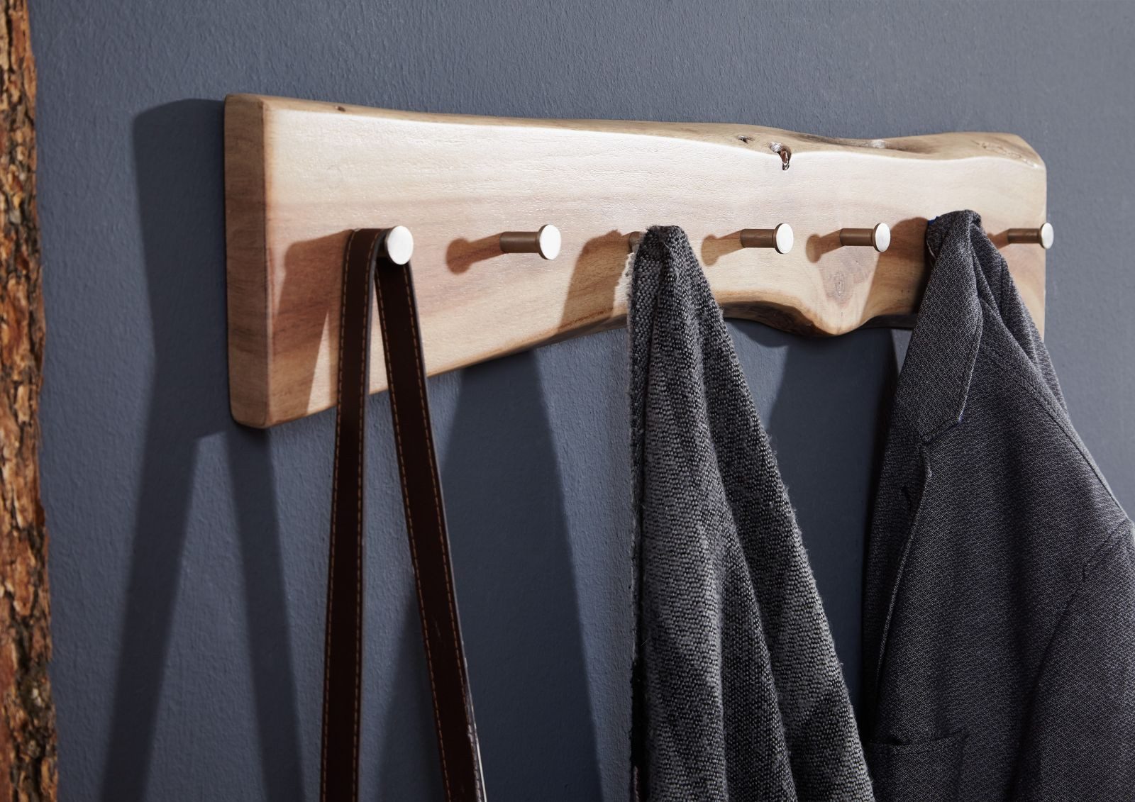 Massivmoebel24 Wandgarderobe (Garderobenleiste Akazie 70x5x10 natur günstig online kaufen