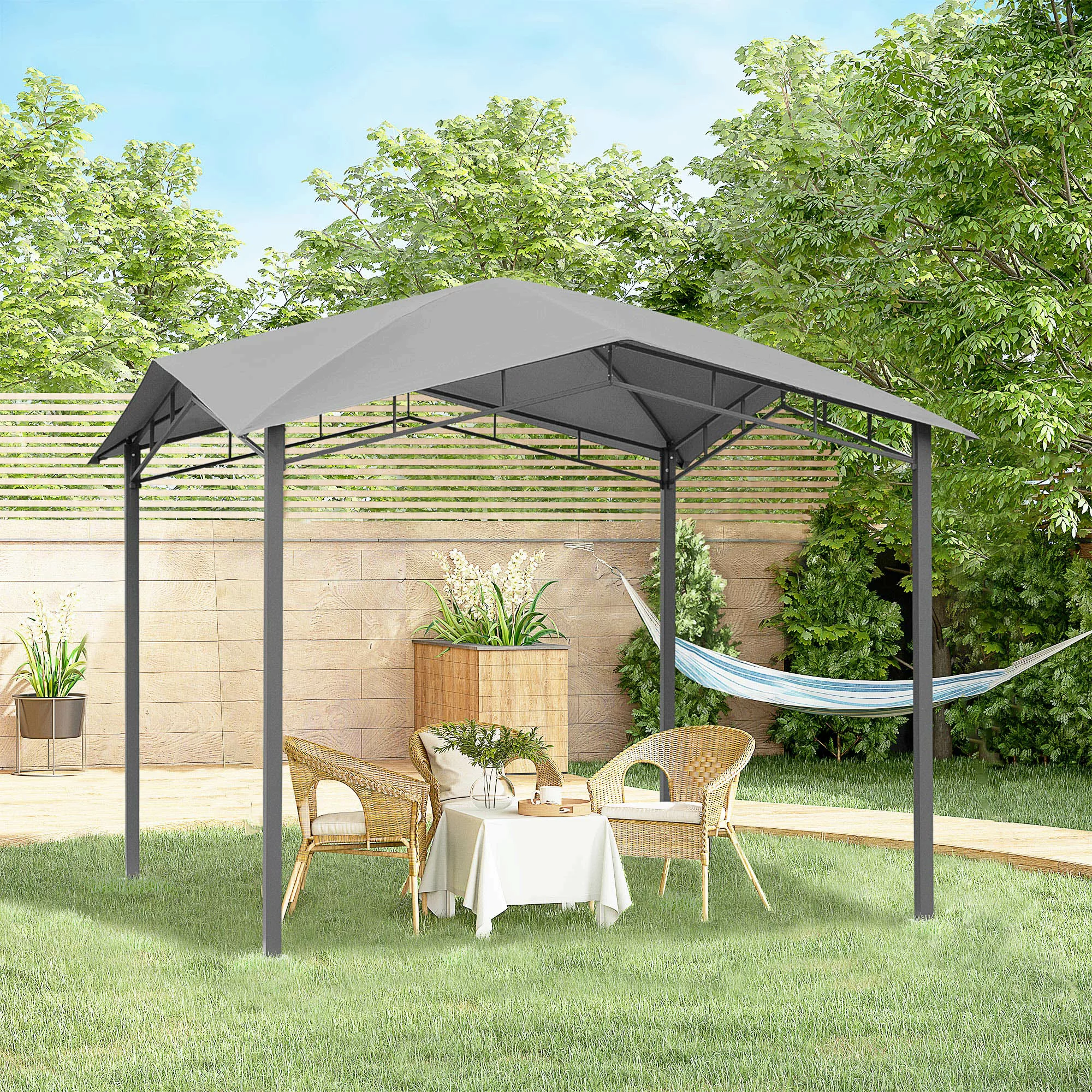 Outsunny Gartenpavillon  Überdachung 3x3m mit Sonnenschutz, Metall & Polyes günstig online kaufen