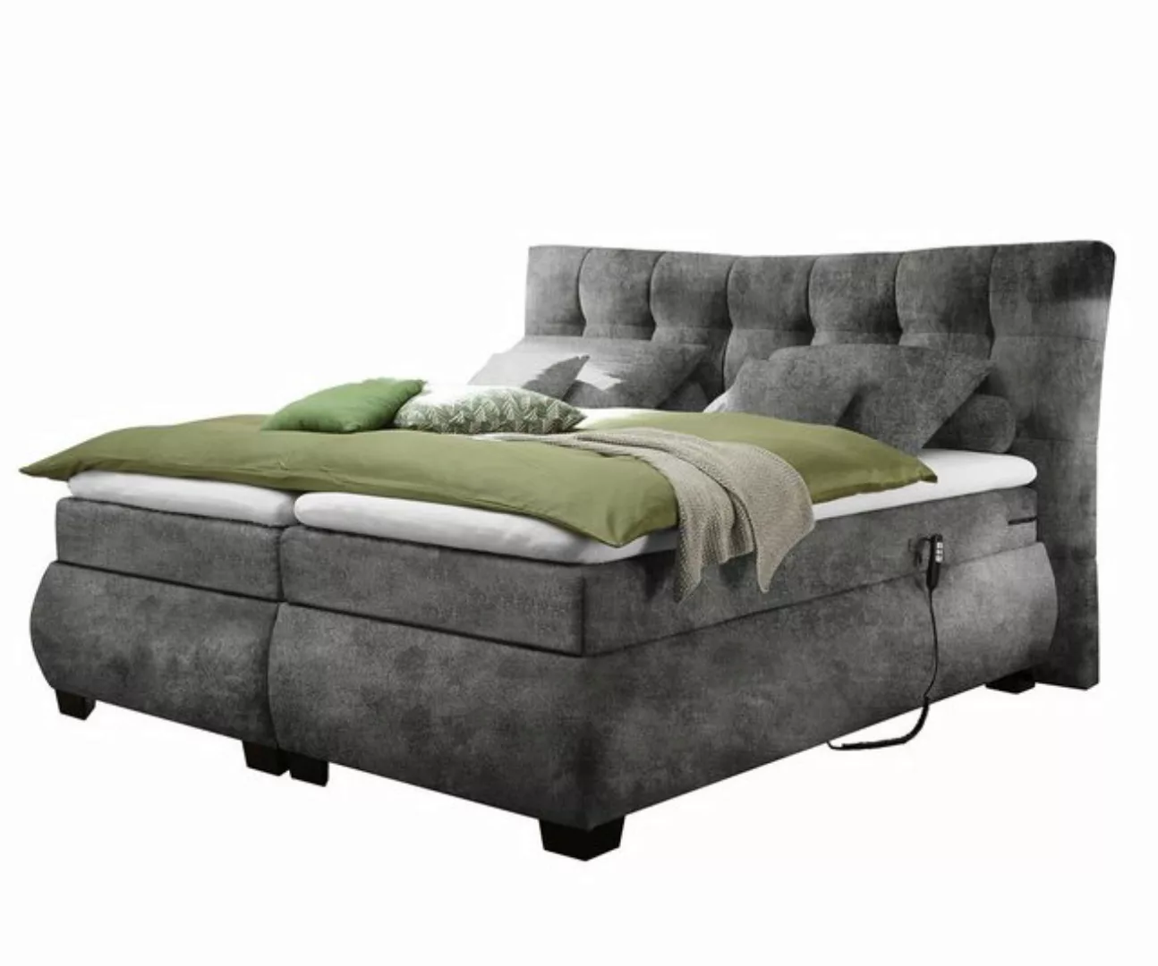 DELIFE Boxspringbett Darleene, Microvelours Grau 180 x 200 cm mit Motor Box günstig online kaufen