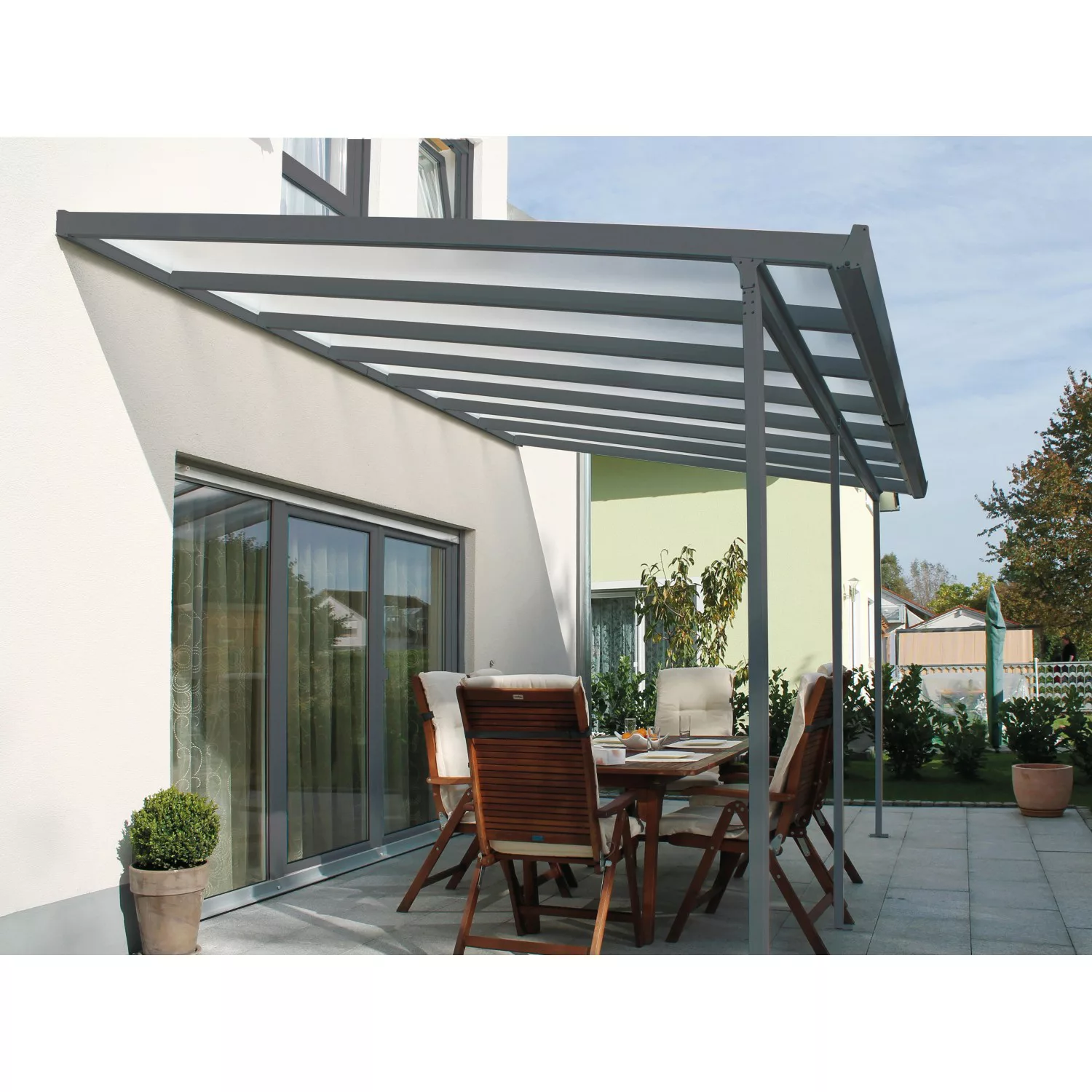 Gutta Terrassenüberdachung Bausatz Anthrazit 546 cm x 406 cm günstig online kaufen