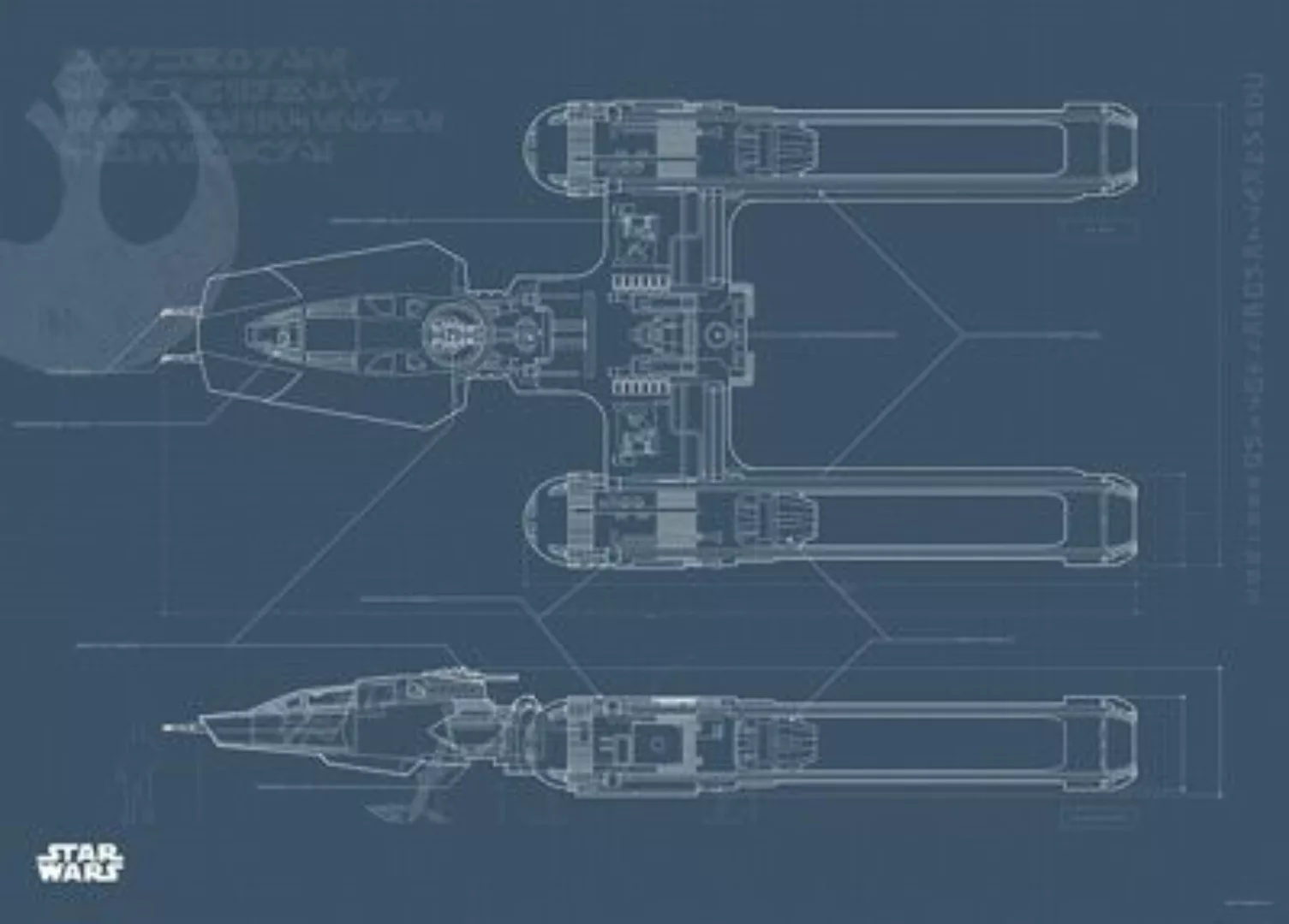 KOMAR Wandbild - Star Wars EP9 Blueprint Y-Wing - Größe: 70 x 50 cm mehrfar günstig online kaufen