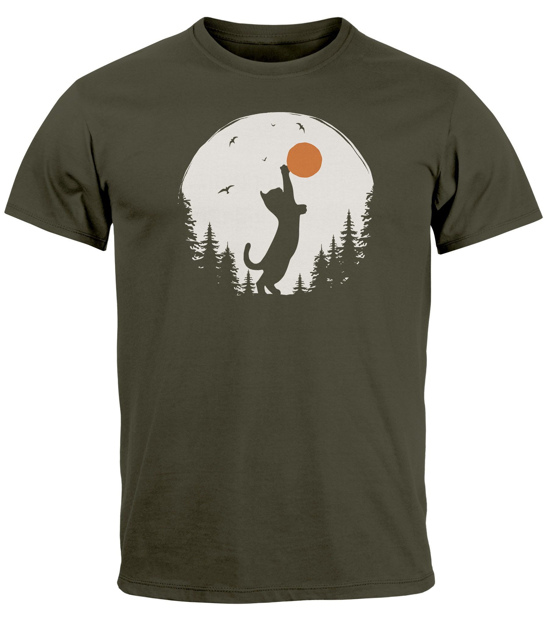 Neverless Print-Shirt Herren T-Shirt Frontprint Katze günstig online kaufen