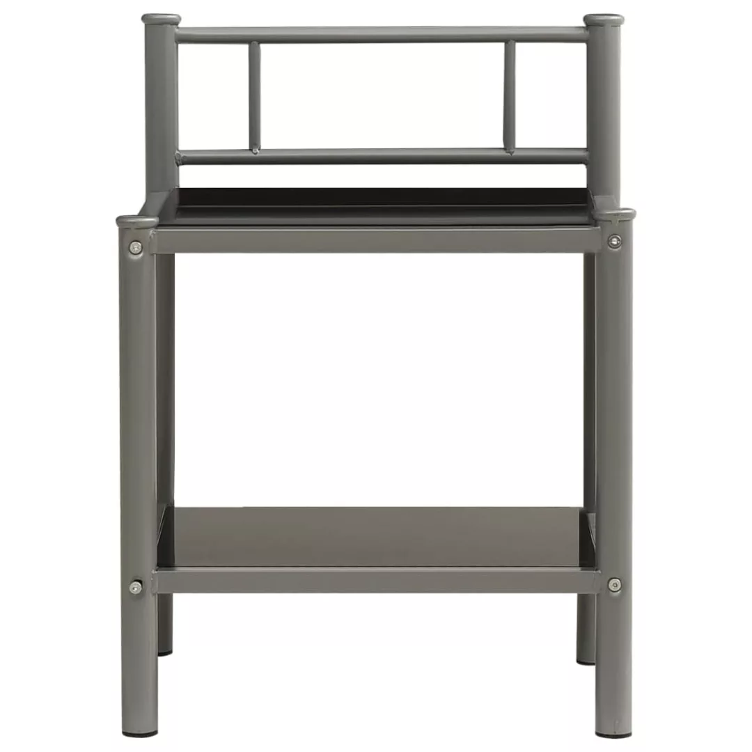 Nachttisch Grau Und Schwarz 45x34,5x60,5 Cm Metall Und Glas günstig online kaufen