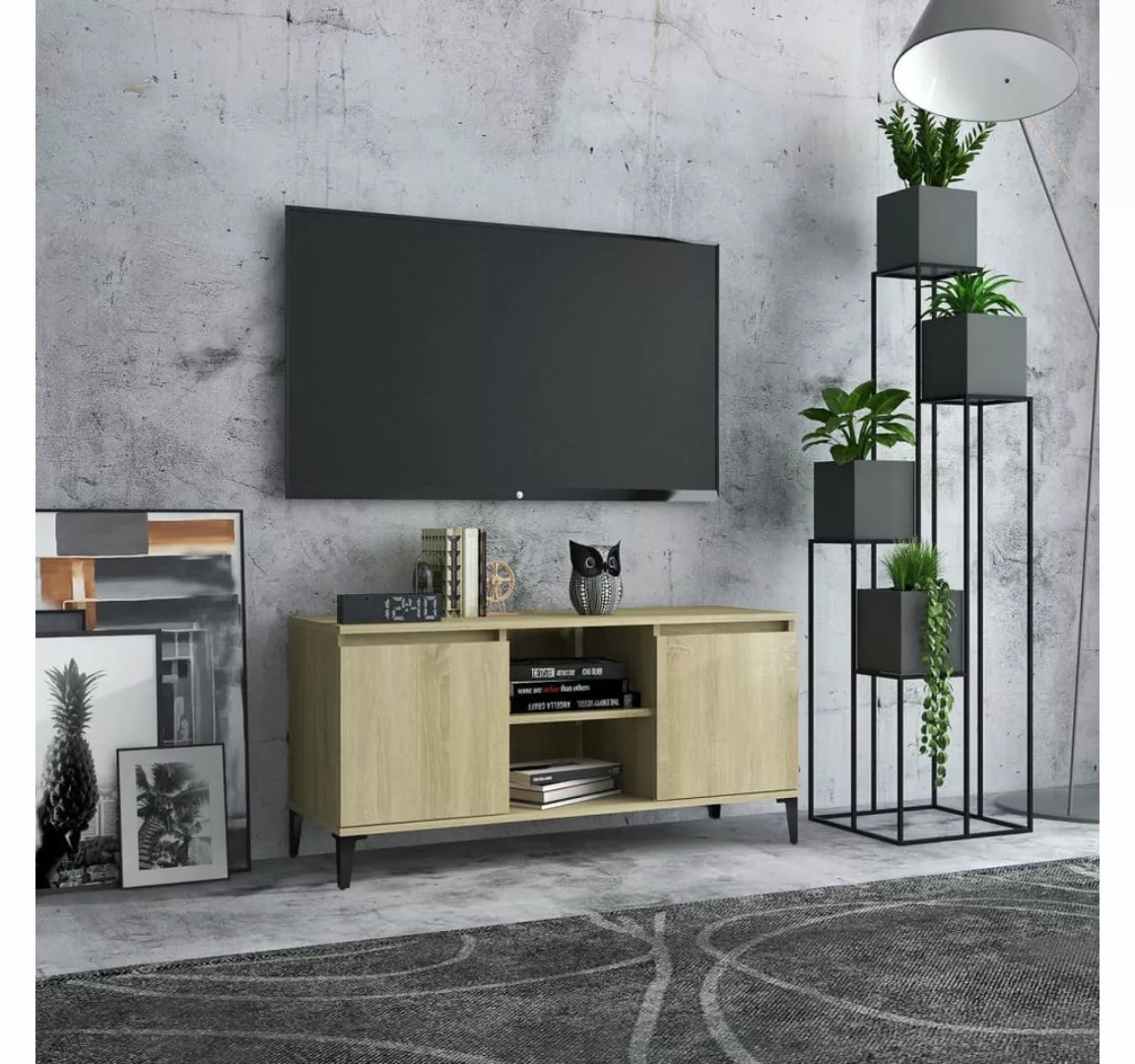 vidaXL TV-Schrank TV-Schrank mit Metallbeinen Sonoma Eiche 103,5x35x50 cm L günstig online kaufen