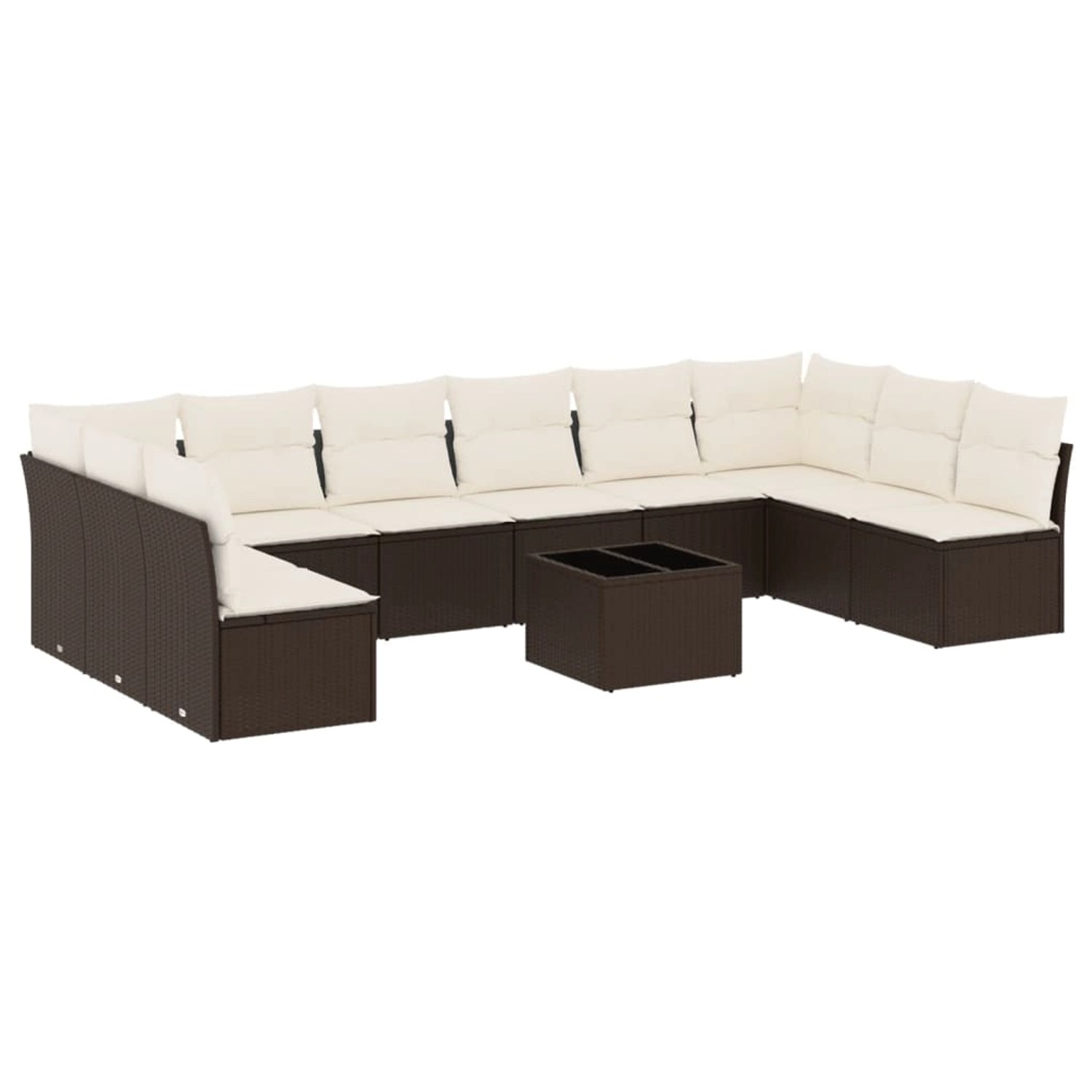 vidaXL 11-Tlg Garten-Sofagarnitur mit Kissen Braun Poly Rattan 3218103 günstig online kaufen