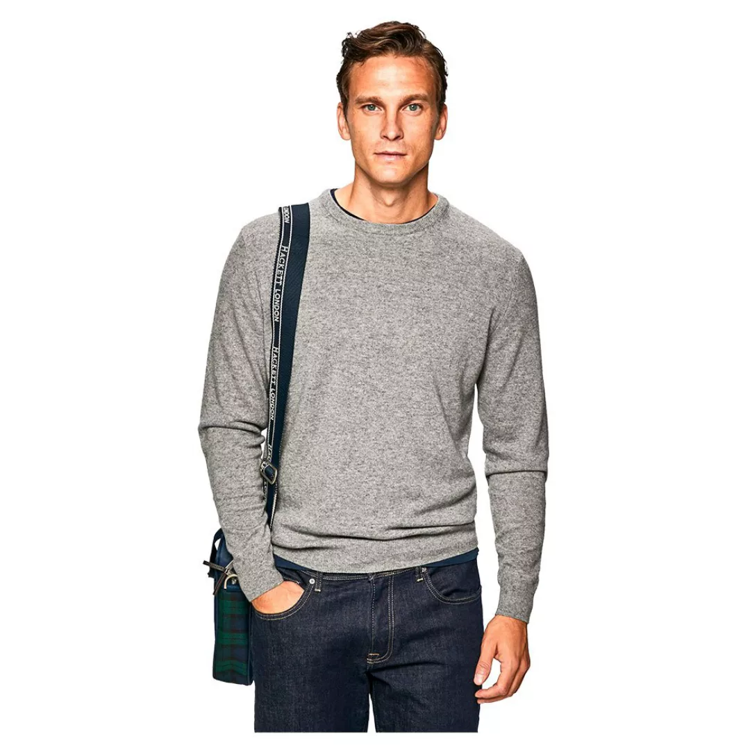Hackett Wool Cash Mix Rundhalsausschnitt Sweater XL Mid Grey günstig online kaufen