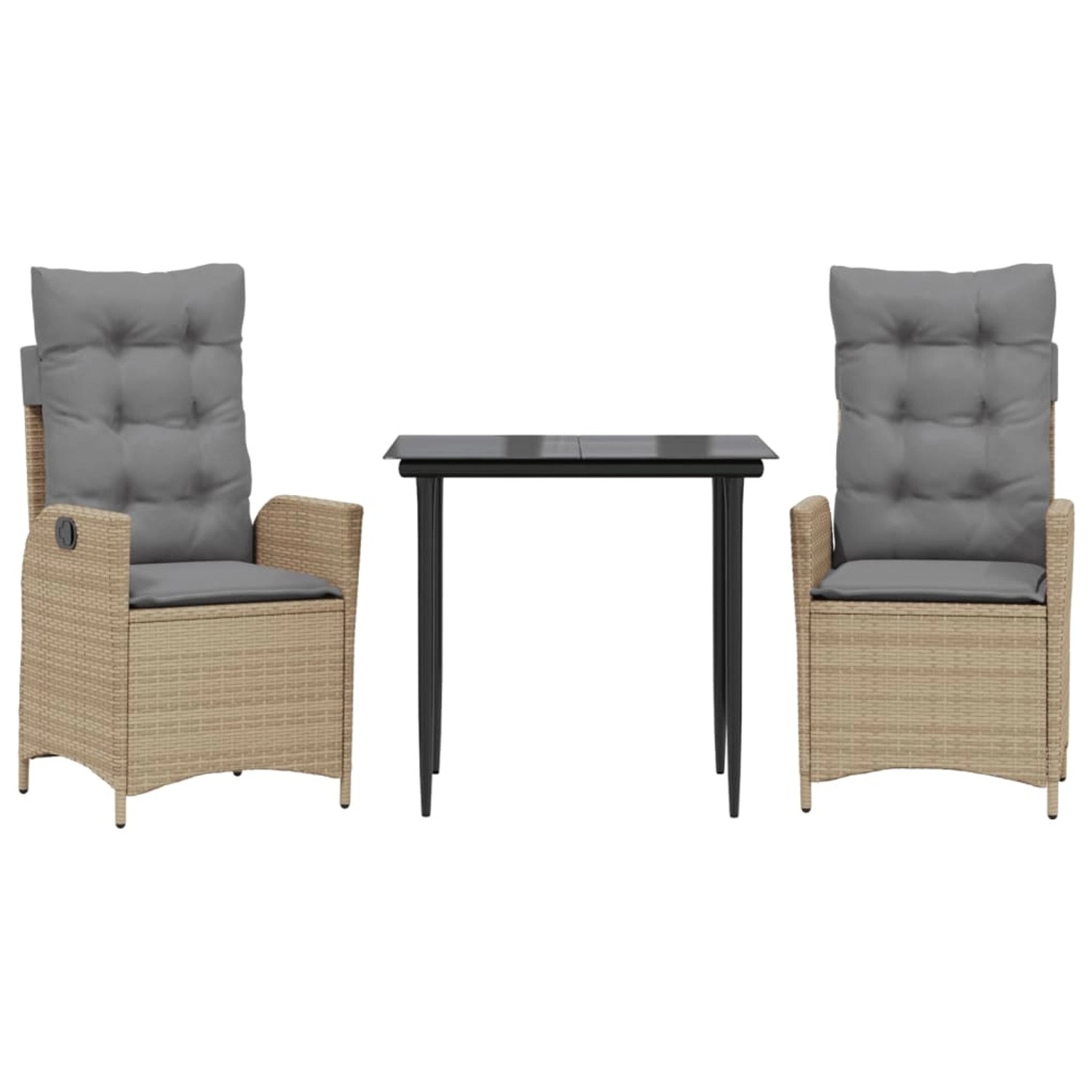 vidaXL 3-Tlg Garten-Essgruppe mit Kissen Beige Poly Rattan 3213254 günstig online kaufen