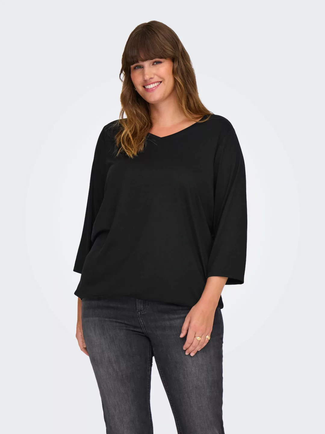 ONLY CARMAKOMA 3/4-Arm-Shirt CARCARLINNE V-NECK 3/4 TOP JRS BF günstig online kaufen