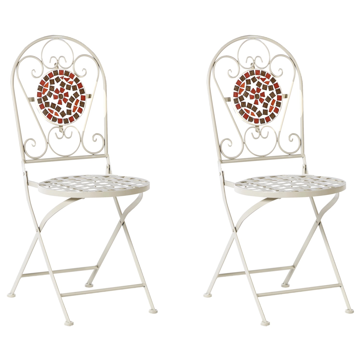 Beliani Gartenstuhl Weiss Rot Grau 44x40x94 günstig online kaufen