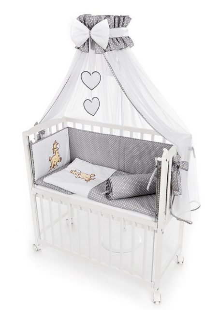 Babyhafen Beistellbett Babybett 90 × 40 cm Design Giraffe grau komplett Set günstig online kaufen