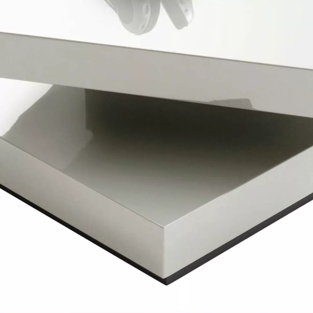 Designercouchtisch mit drehbarer Tischplatte Weiß Hochglanz günstig online kaufen