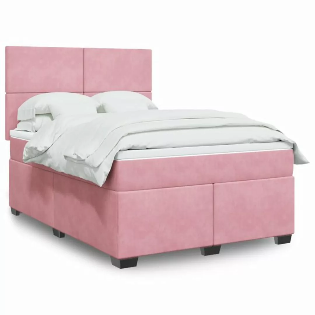 vidaXL Boxspringbett mit Matratze Rosa 140x200 cm Samt2107509 günstig online kaufen