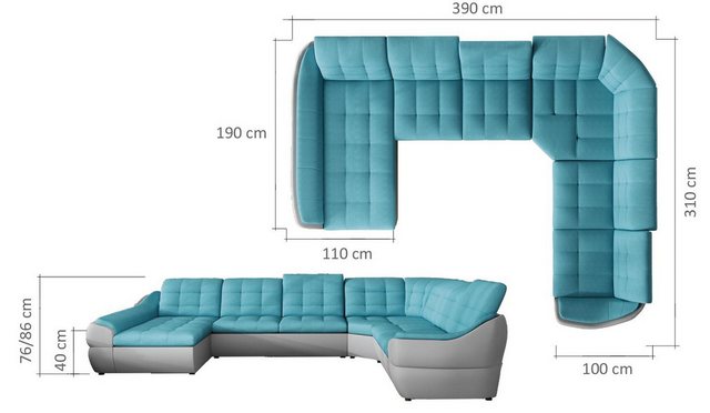 Xlmoebel Ecksofa Neues Ecksofa mit Schlafsofa-Funktion und Wohnlandschaftsd günstig online kaufen