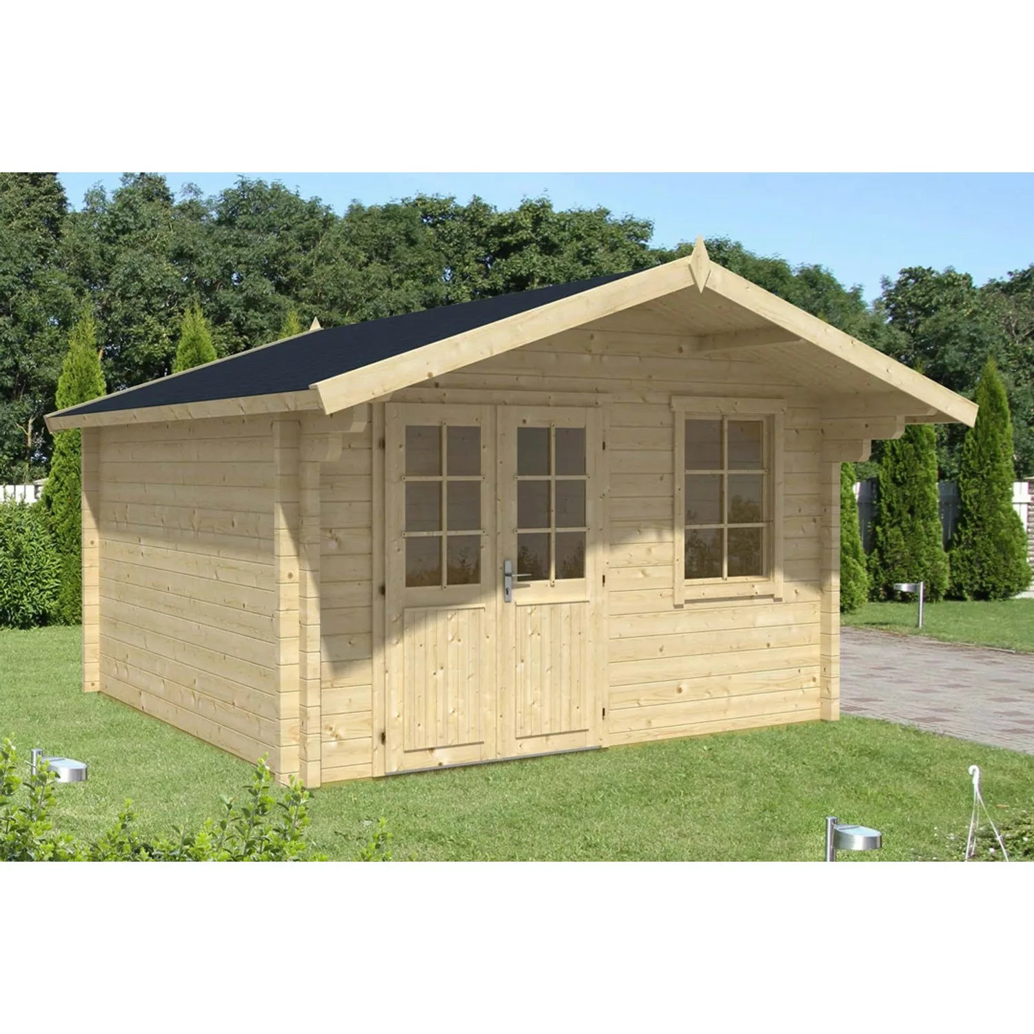 Alpholz Gartenhaus Mona-70 Satteldach 416 cm x 470 cm Braun günstig online kaufen