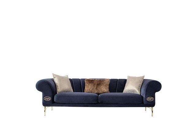 Xlmoebel 3-Sitzer Neue Designer 3-Sitzer Polstercouch in Blau für das Wohnz günstig online kaufen