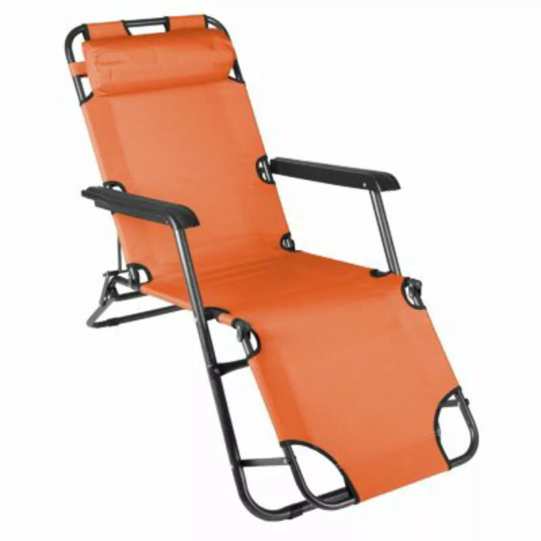 VCM klappbare Sonnenliege Relaxliege Liegestuhl Orange Klappliege Stahl ora günstig online kaufen