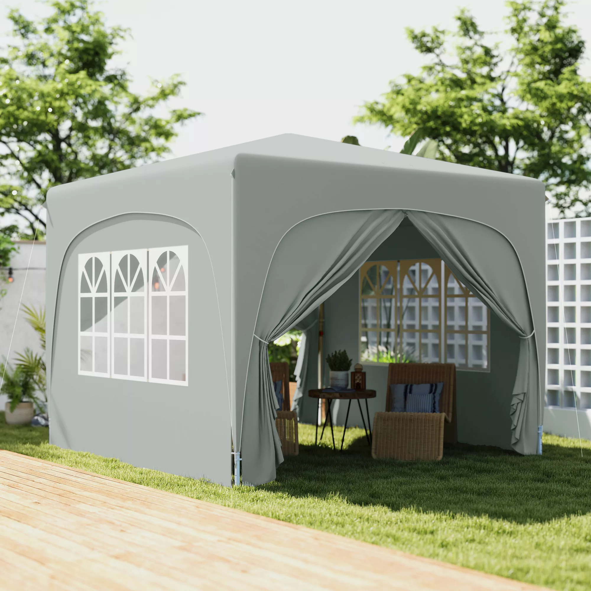 Outsunny Pavillon 3x3m, wasserabweisend Stabil Winterfest Pop-up Faltpavill günstig online kaufen