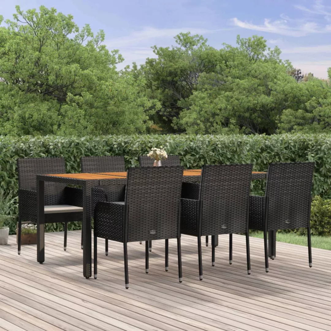 Vidaxl 7-tlg. Garten-essgruppe Mit Kissen Schwarz Poly Rattan günstig online kaufen