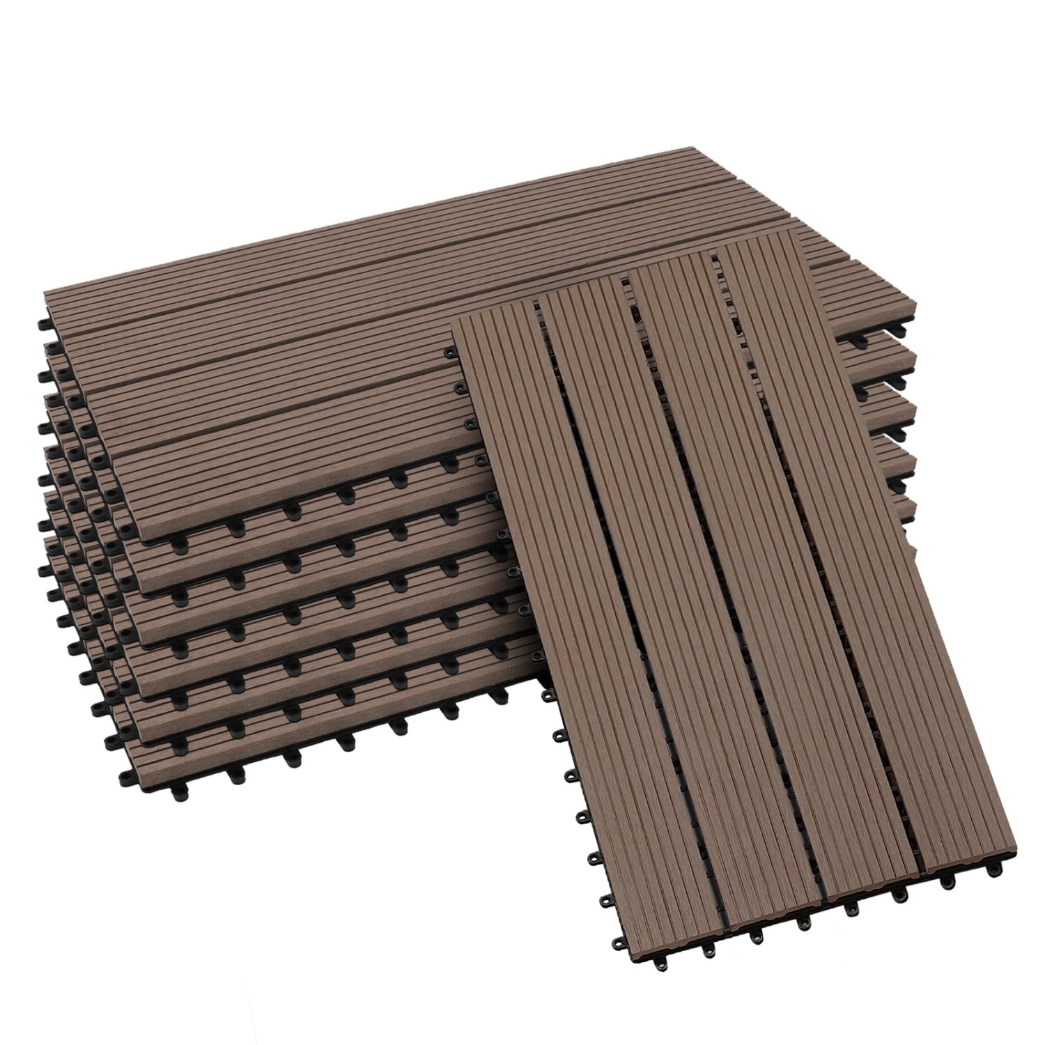 KARAT WPC Terrassenfliesen Royal Klickfliesen 30 x 60 cm Dunkelbraun 6er-Se günstig online kaufen