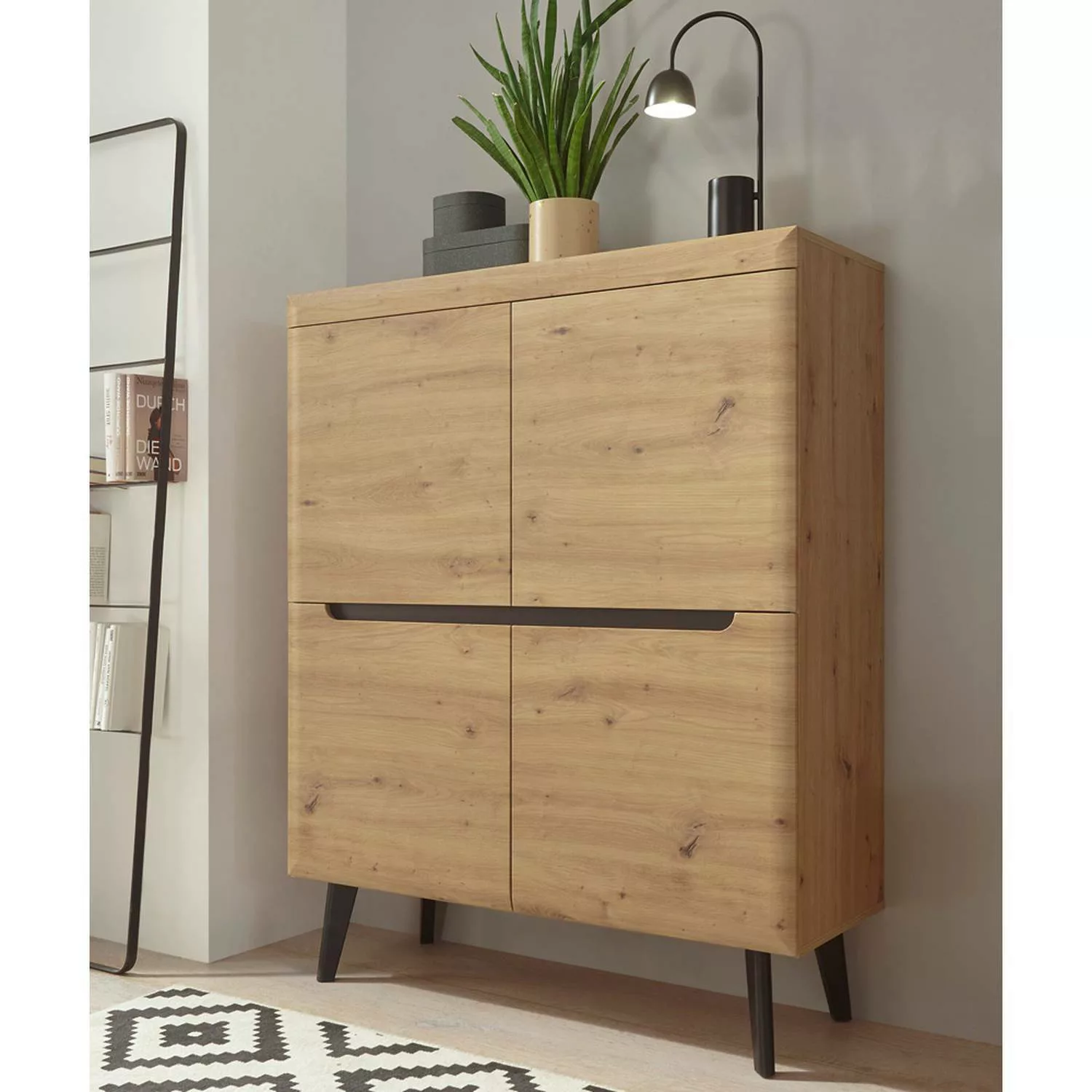 Highboard mit 4 Türen TIROL-61 skandinavisches Design in Eiche Artisan mit günstig online kaufen