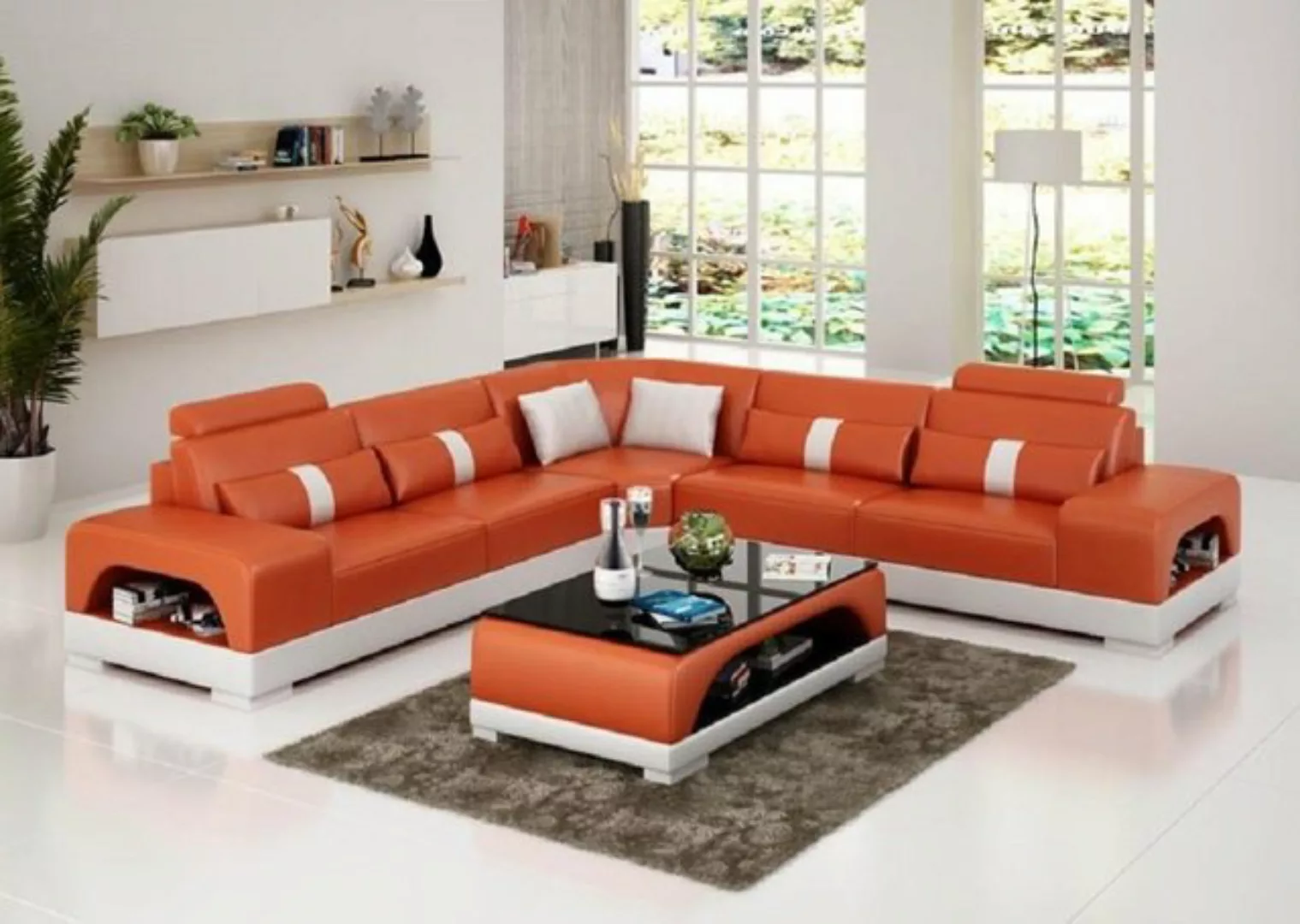 JVmoebel Ecksofa Couch Ecksofa Leder Wohnlandschaft Design Modern Sofa L-Fo günstig online kaufen