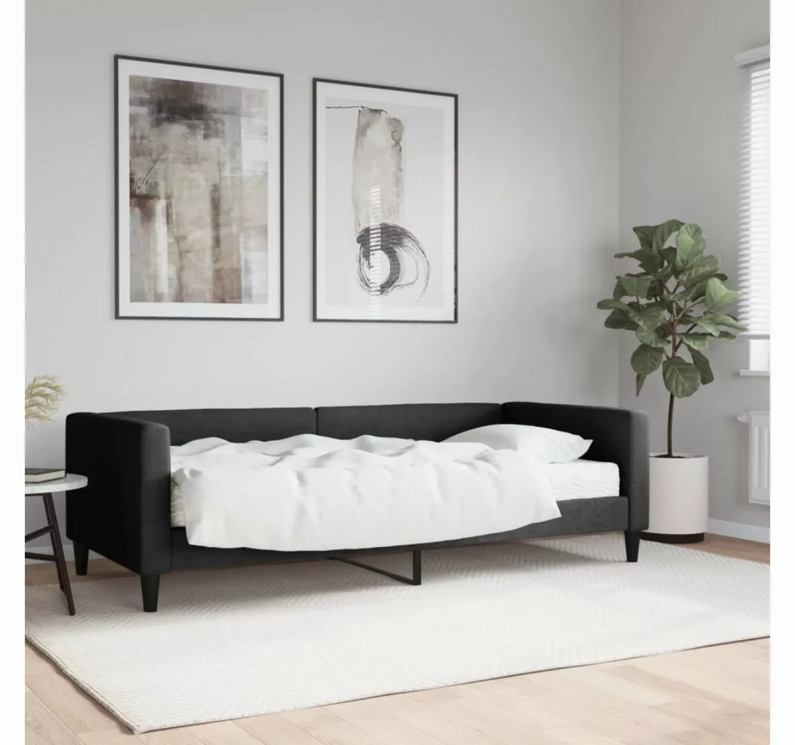 vidaXL Bett, Tagesbett mit Matratze Schwarz 90x200 cm Stoff günstig online kaufen