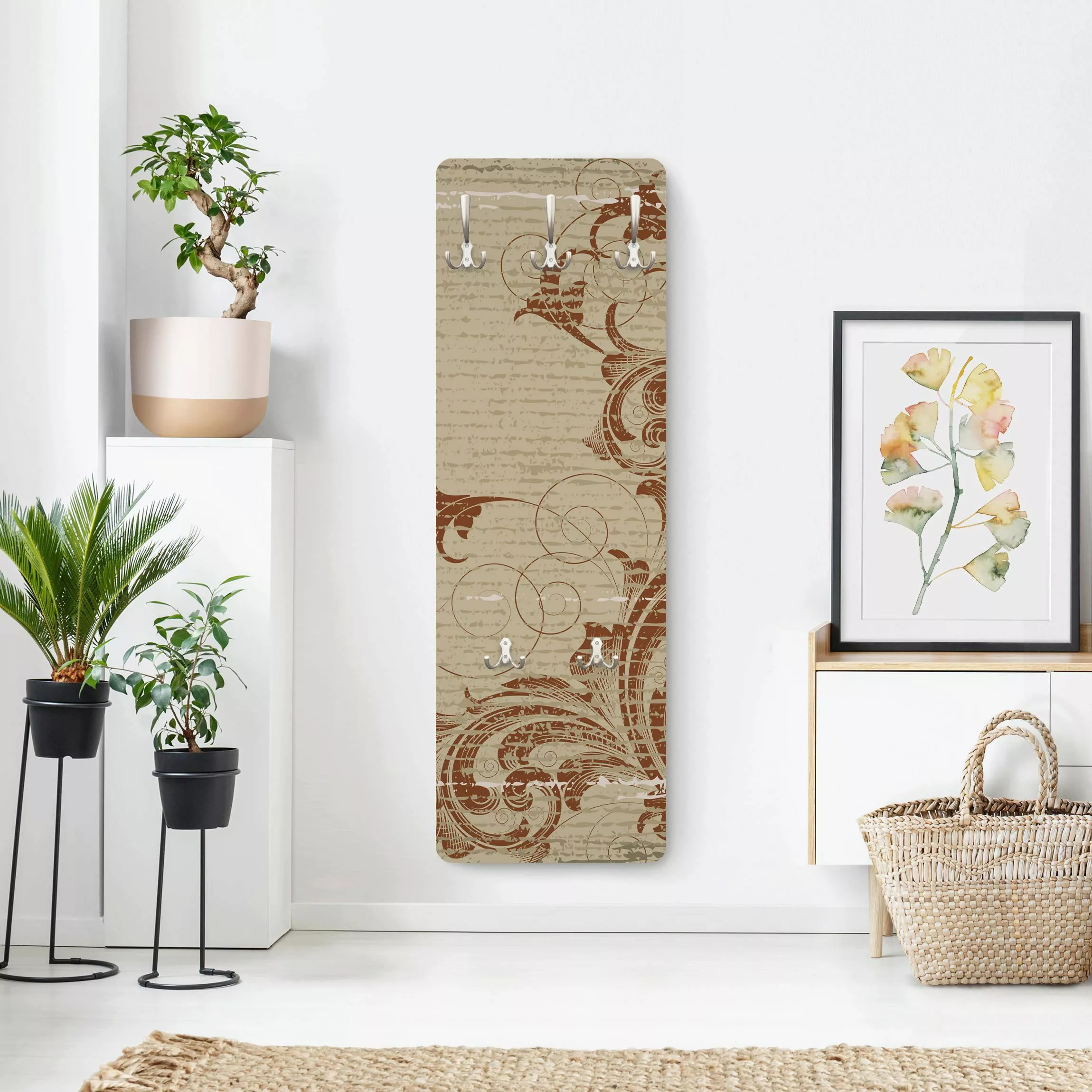 Wandgarderobe Holzpaneel Muster & Textur Laubranken günstig online kaufen