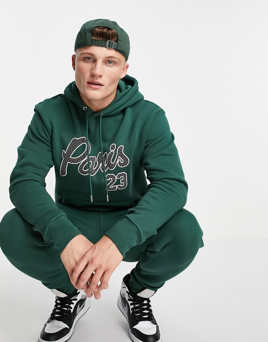 Nike – Jordan – Paris Saint-Germain – Fleece-Kapuzenpullover in Grün mit au günstig online kaufen