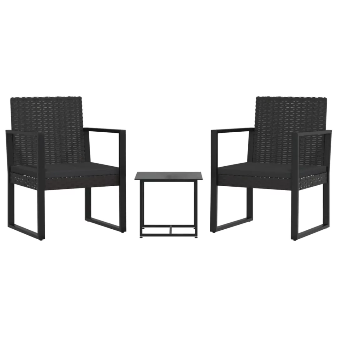 Vidaxl 3-tlg. Garten-lounge-set Mit Kissen Schwarz Poly Rattan günstig online kaufen