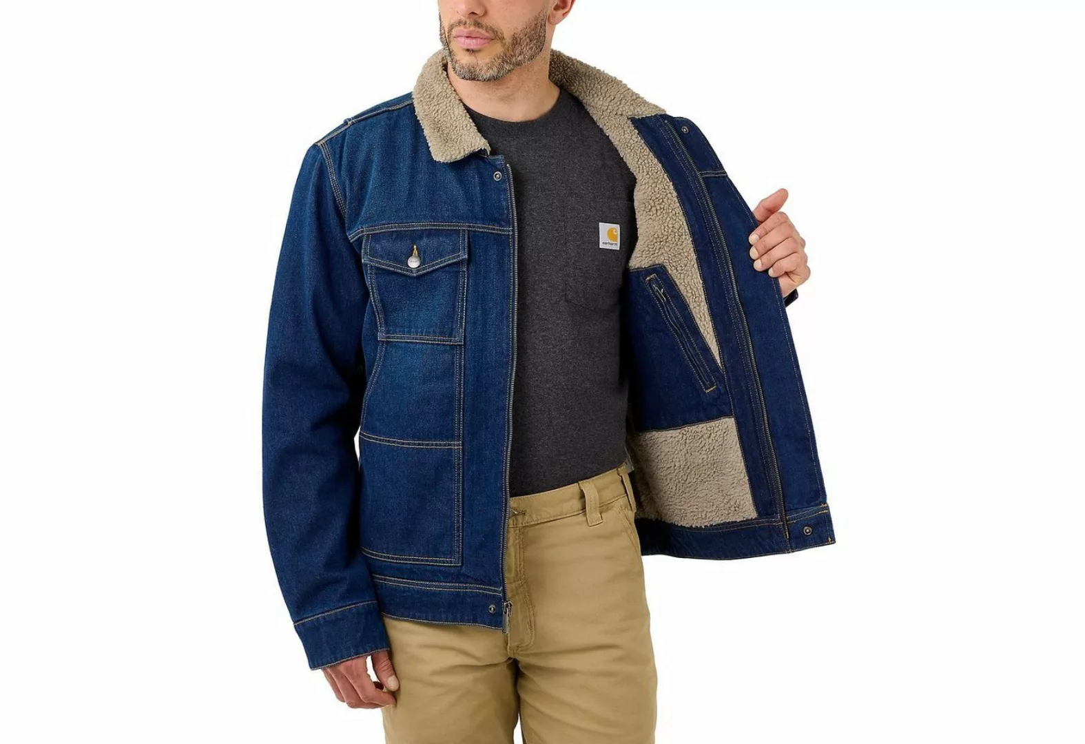 Carhartt Jeansjacke Relaxed Fit Denim Sherpa-Lined lockere Passform günstig online kaufen