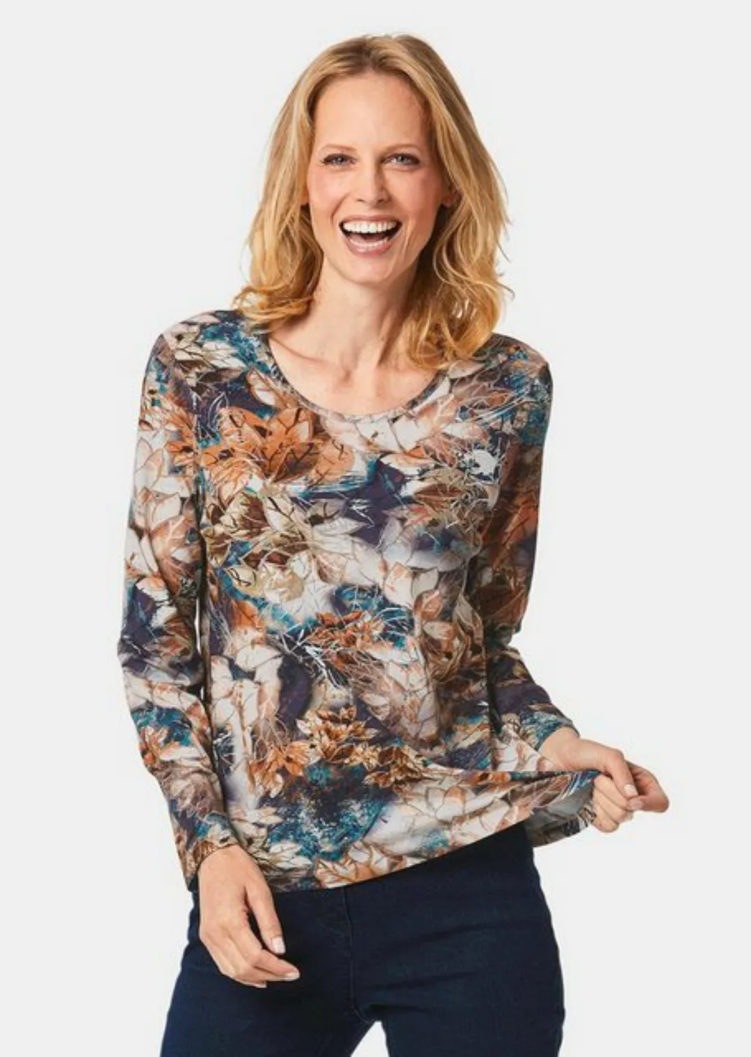 GOLDNER Print-Shirt Kurzgröße: Druckshirt mit leichtem Glanz günstig online kaufen